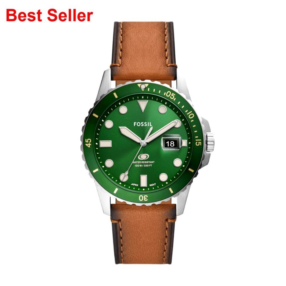 Stainless Steel Quartz Watch with Leather Band